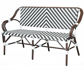 Кабри диван двухместный из искусственного ротанга, цвет черно-белый