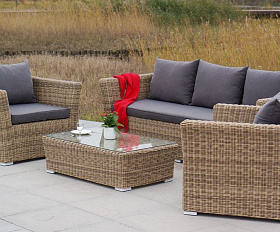 Лаунж-зона Капучино 4SIS из искусственного ротанга, цвет соломенный