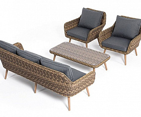 Лаунж-Зона Прованс 4SIS плетеная из искусственного ротанга, цвет соломенный