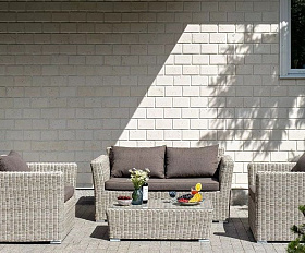 Журнальный столик Капучино 4SIS из искусственного ротанга, цвет бежевый