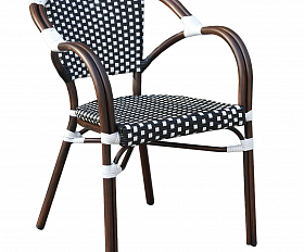 Кабри обеденная группа плетеная на 4 персоны, цвет черно-белый