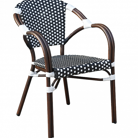 Кабри обеденная группа плетеная на 4 персоны, цвет черно-белый фото 4