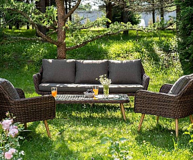 Лаунж-Зона Прованс 4SIS плетеная из искусственного ротанга, цвет коричневый