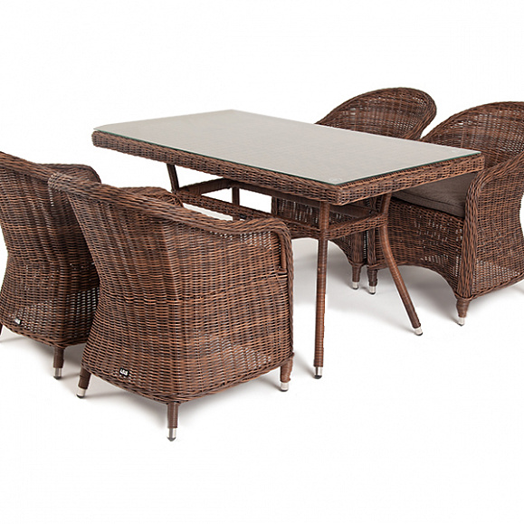 Латте 140 R обеденная группа плетеная, цвет коричневый фото 3