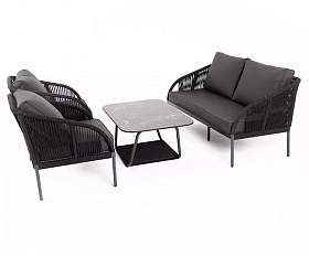 Лаунж-зона 4-местная Канны 4SIS из роупа (веревки), цвет темно-серый