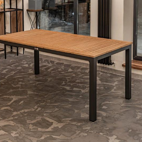 Обеденный стол Oscar Royal Family из алюминия со столешницей из тика фото 5