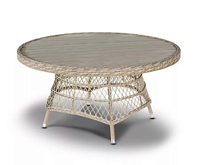 Плетеный обеденный стол Неаполь 4SIS из искусственного ротанга, цвет серо-соломенный