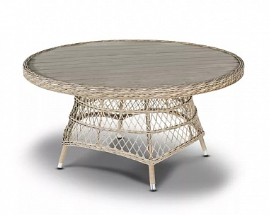 Плетеный обеденный стол Неаполь 4SIS из искусственного ротанга, цвет серо-соломенный