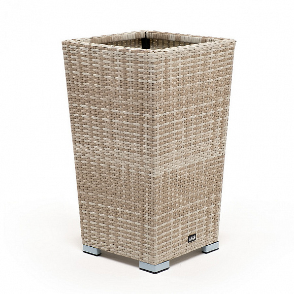 Капучино кашпо для цветов плетеное из искусственного ротанга, цвет бежевый фото 1