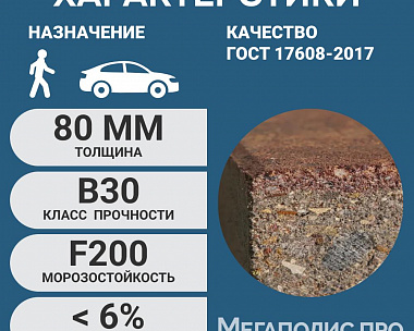 Пошаговая плита для дорожек 600х300х80 мм Серая с гранитной крошкой