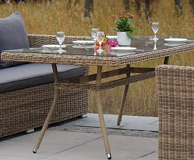 Обеденная группа Моккачино 4SIS из искусственного ротанга, цвет соломенный