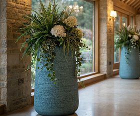 Кашпо Concretika Коне D36 H75 Эрозия голубой