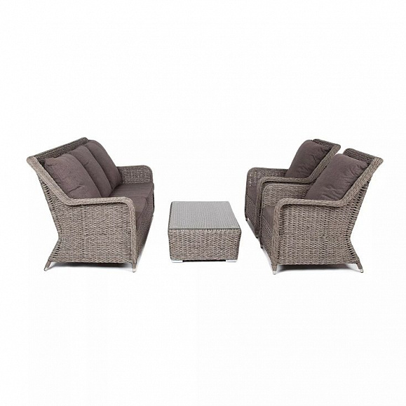 Лаунж-зона Гляссе 4SIS из искусственного ротанга (гиацинт), цвет графит фото 2