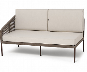 Канны правый модуль плетеный из роупа, каркас алюминий коричневый (RAL8016) муар, роуп коричневый круглый, ткань бежевая 15052