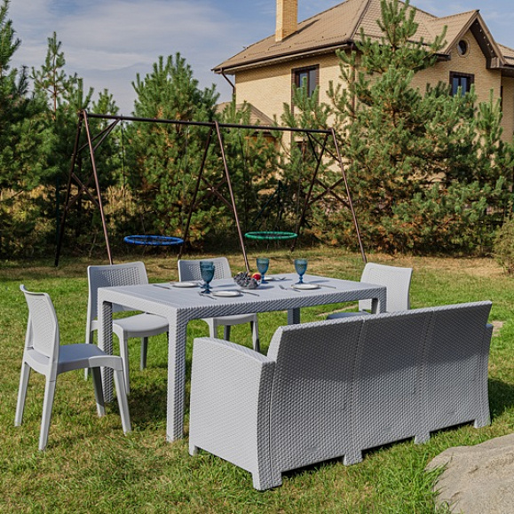 Обеденный комплект July XL Royal Family из пластика, цвет светло-серый фото 3