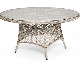 Эспрессо плетеный круглый стол, диаметр 150 см, цвет бежевый