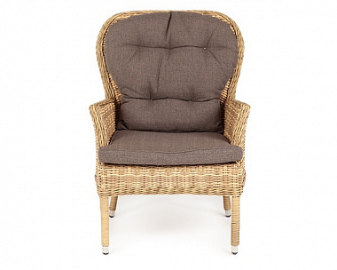 Плетеное кресло Алиса 4SIS из искусственного ротанга, цвет соломенный