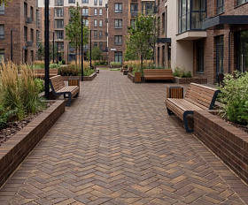 Клинкерная брусчатка ЛСР Монако золото 200х100х50 мм, коричневый