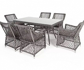 Плетеная обеденная группа Латте-160 L 4SIS из искусственного ротанга, цвет графит