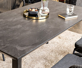 Обеденная группа Венето 4SIS на 4 персоны со стульями "Милан", каркас темно-серый, роуп темно-серый