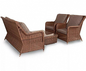 Лаунж-зона Гляссе 4SIS из искусственного ротанга, цвет коричневый
