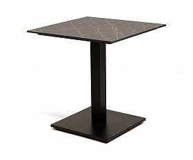 Каффе стол из HPL квадратный 70х70см, цвет серый мрамор, подстолье стальное