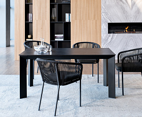 Венето обеденная группа на 4 персоны со стульями Марсель, каркас темно-серый, роуп темно-серый