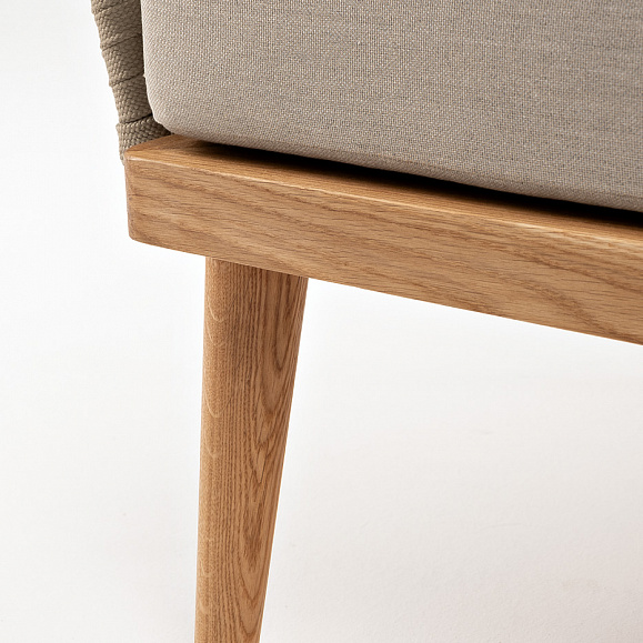 Мальорка диван 3-местный плетеный из роупа, основание дуб, роуп серо-коричневый 23мм, ткань бежевая 15052 фото 7