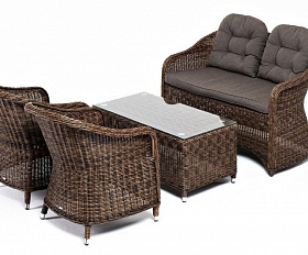 Лаунж-зона Равенна 4SIS из искусственного ротанга, цвет коричневый
