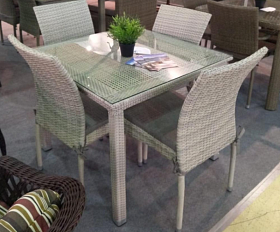 Комплект плетеной мебели T257C/Y380-W85-90x90 4Pcs Latte