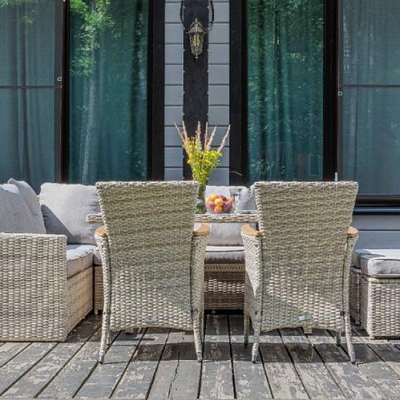 Угловой комплект Zorro Wood Double Royal Family из искусственного ротанга, цвет бежевый фото 7