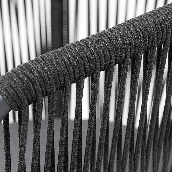 Романо стул плетеный из роупа, каркас алюминий темно-серый (RAL7024) муар, роуп темно-серый круглый, ткань темно-серая 027 фото 5