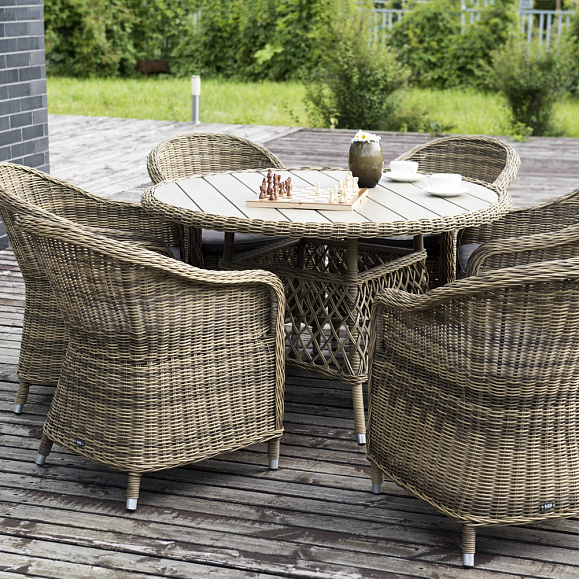 Равенна плетеное кресло из искусственного ротанга, цвет соломенный фото 6