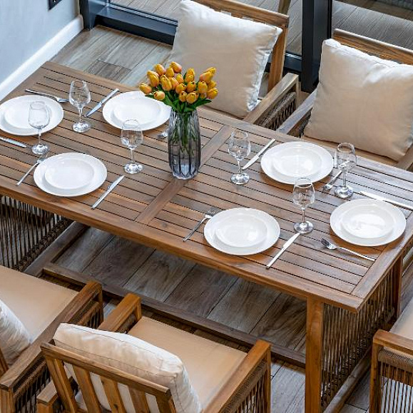 Обеденный комплект Grand Michelle Royal Family из дерева, цвет бежевый фото 3