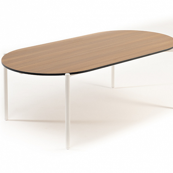 Диего журнальный стол из HPL 120х60 H40, каркас белый муар, цвет дуб фото 1