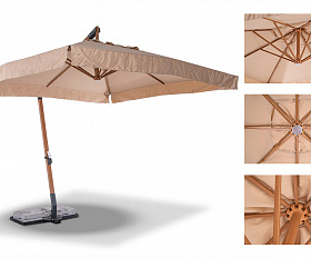Корсика зонт уличный 3х3м на боковой алюминиевой опоре, цвет под дерево