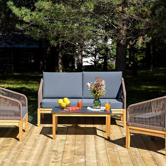 Лаунж-зона 4-местная Канны 4SIS из роупа (веревки), основание дуб, цвет коричневый фото 5