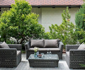 Диван двухместный Капучино 4SIS из искусственного ротанга, цвет графит