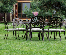 Обеденный комплект Wilhelm Royal Family из литого алюминия на 6 персон. Овальный стол