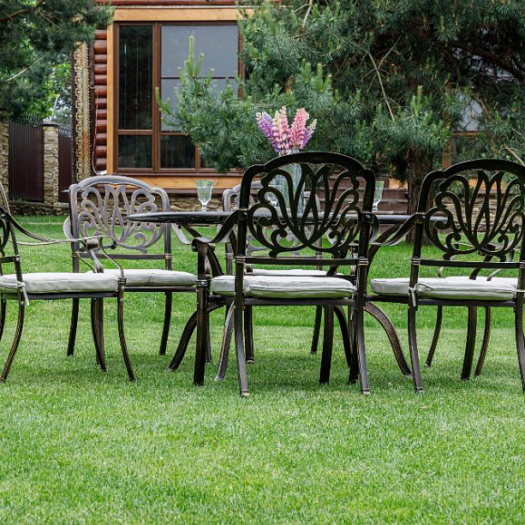 Обеденный комплект Wilhelm Royal Family из литого алюминия на 6 персон. Овальный стол фото 2