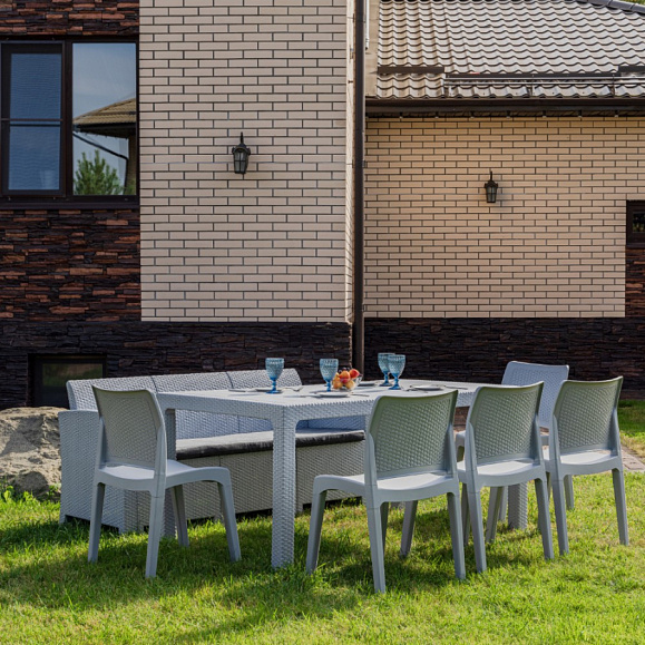 Обеденный комплект July XXL Royal Family из пластика, цвет светло-серый фото 1