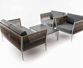 Лаунж-Зона Касабланка 4SIS плетеная из роупа 4-местная, цвет серый