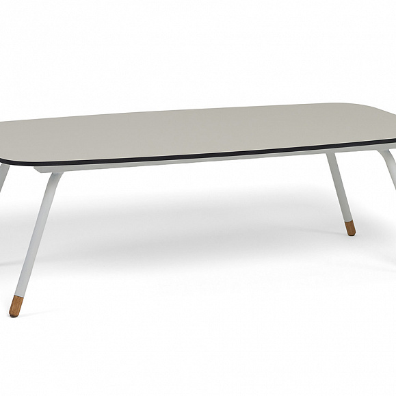 Верона журнальный стол из HPL 120х65, H40, каркас белый муар, цвет столешницы крем фото 1