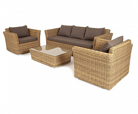 Лаунж-зона Капучино 4SIS из искусственного ротанга, цвет соломенный