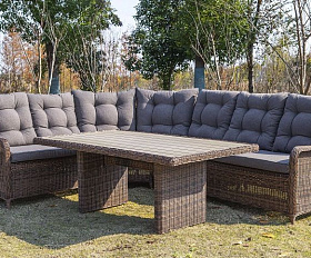 Плетеный обеденный стол Бергамо 4SIS из искусственного ротанга, цвет коричневый