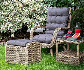 Плетеный пуф Толедо 4SIS из искусственного ротанга, цвет соломенный