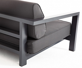 Гранада диван 3-местный, каркас алюминий темно-серый (RAL7024) муар, ткань темно-серая 027