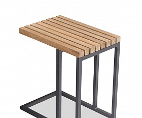 Кофейный стол Amal Brafritid маленький, антрацит/натуральный, алюминий/тик