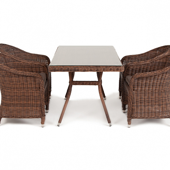 Латте 140 R обеденная группа плетеная, цвет коричневый фото 4