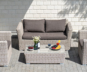 Капучино Сингл лаунж-зона из искусственного ротанга, цвет бежевый